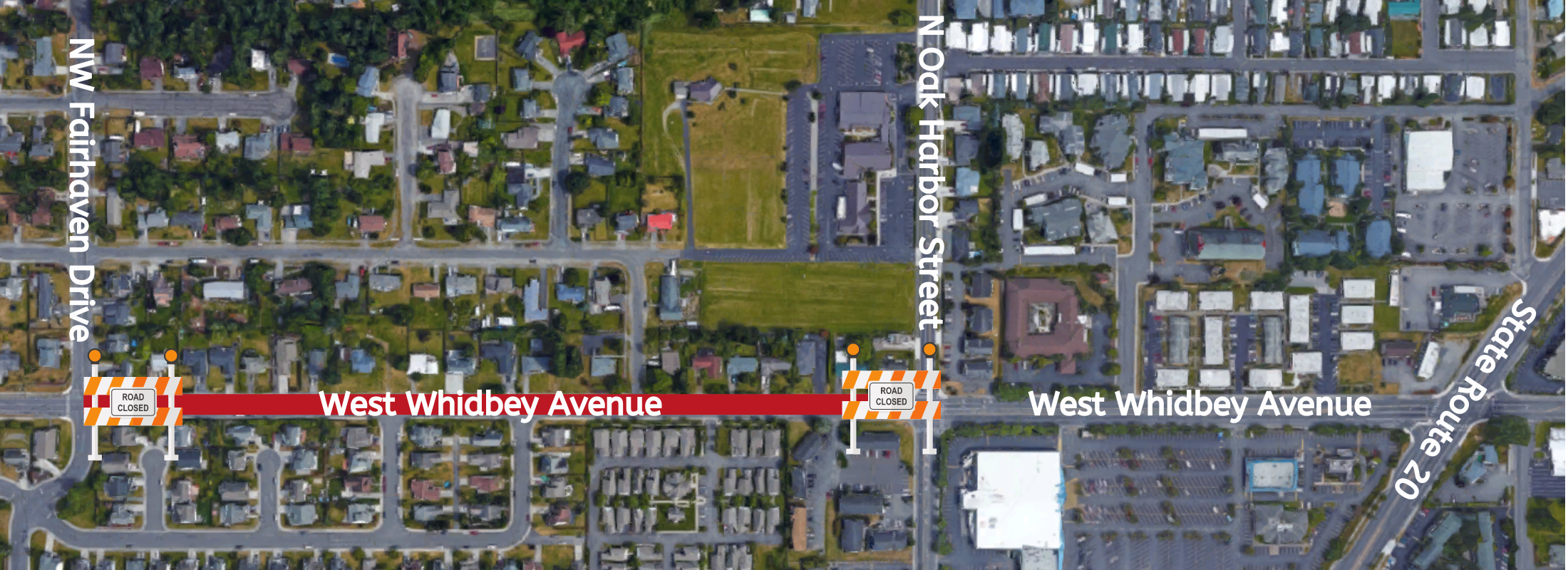 Image of map showing West Whidbey Avenue Closer Fairhaven to Oak Harbor