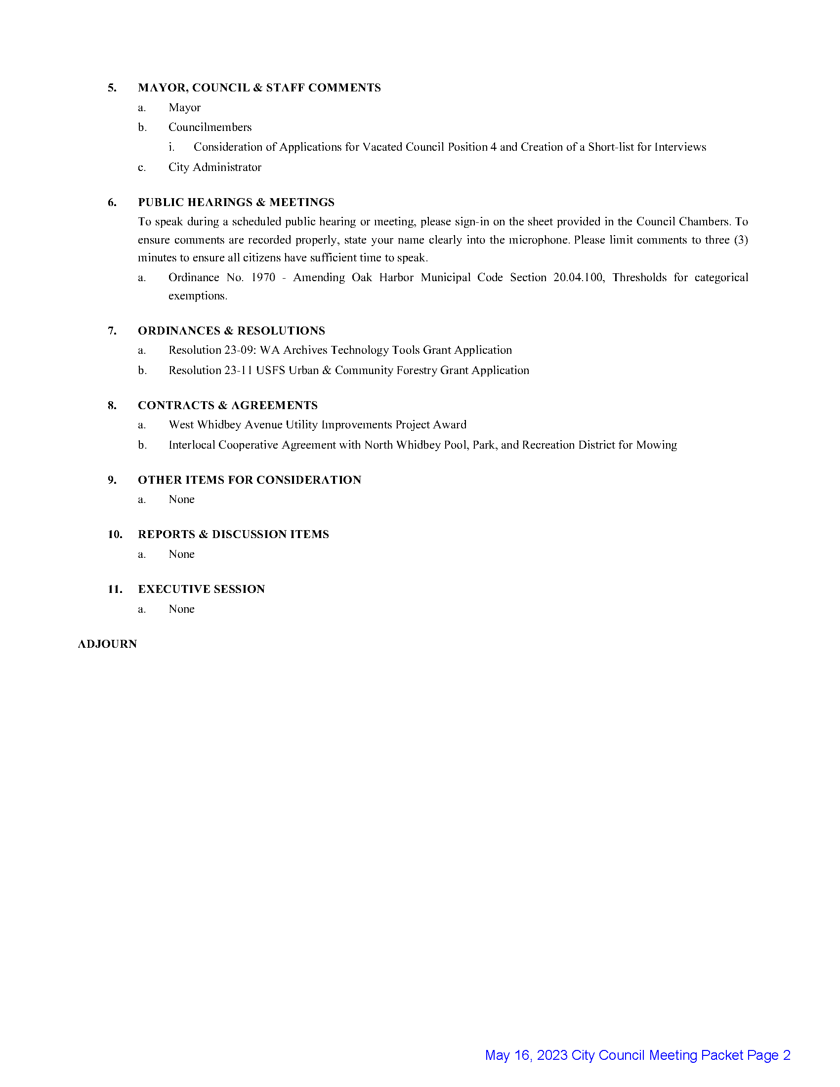 Image of 05-16-23 City Council Agenda Page 2