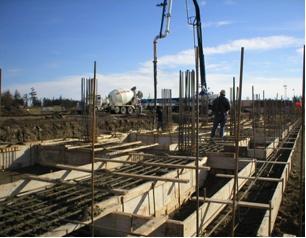 Blocks laid out in construction site.
